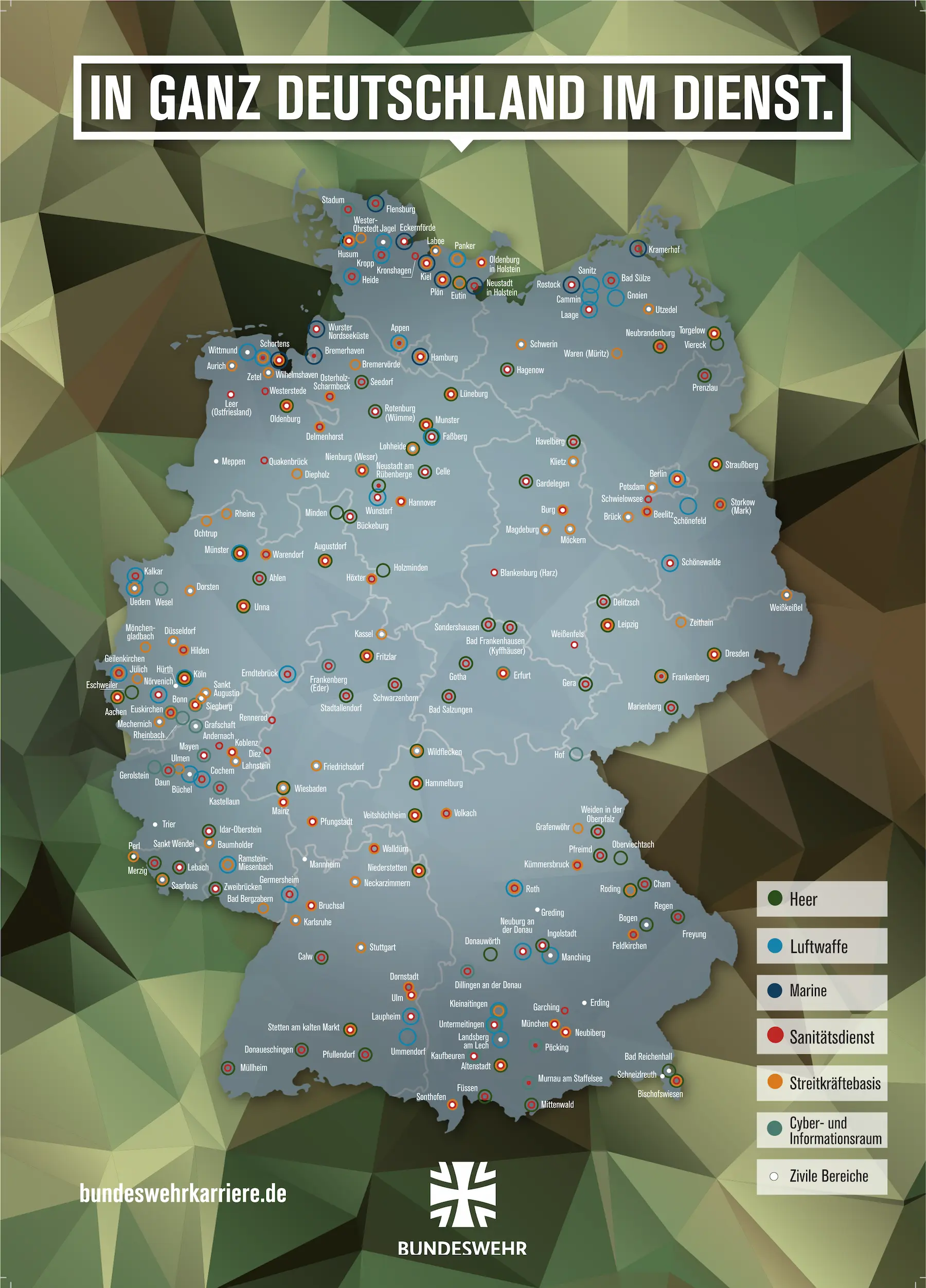 Karte mit Bundeswehr-Standorten