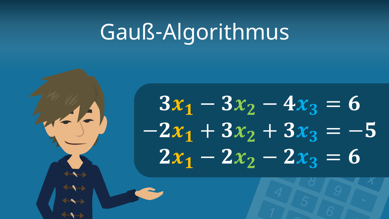 Gauß-Algorithmus • Gleichungssystem lösen, LGS lösen · [mit Video]