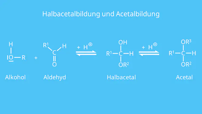 Aldehyd, Acetal, Acetalbildung, Halbacetal, Halbacetalbildung, Alkoho