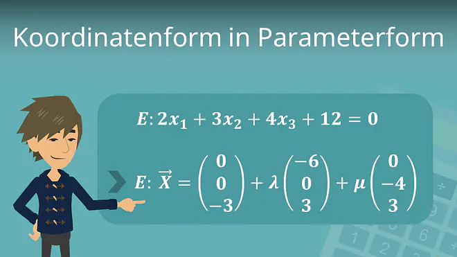 Zum Video: Koordinatenform in Parameterform