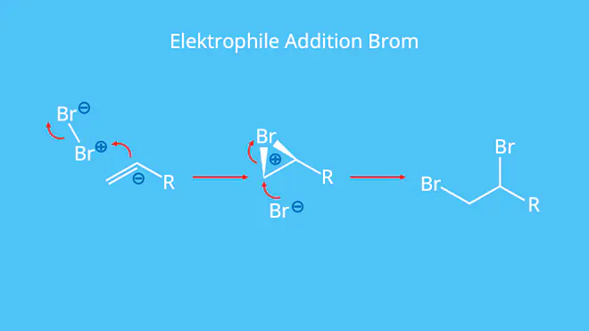 Brom, Elektrophile Addition, Doppelbindung, polarisiert, Bromonium-Ion, Bromaddition