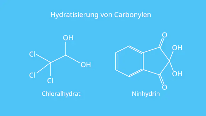 Hydratisieren, Hydratisiert, Strukturformeln, Hydrate, Erlenmeyerregel