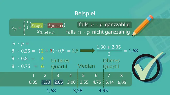 Quartil, Quartil berechnen, Quartil Beispiel