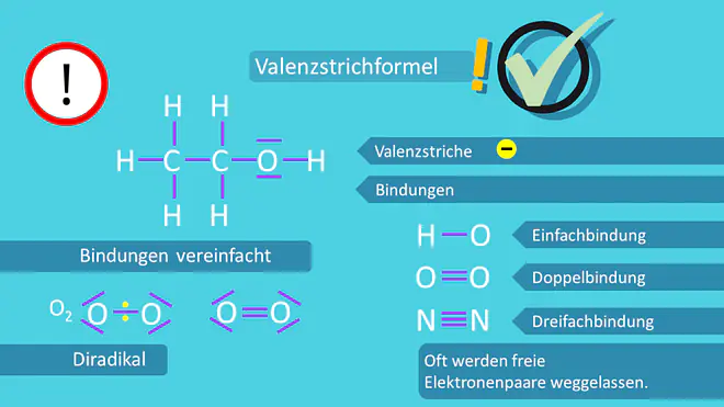 Valenzstrichformel, Ethanol, Sauerstoff