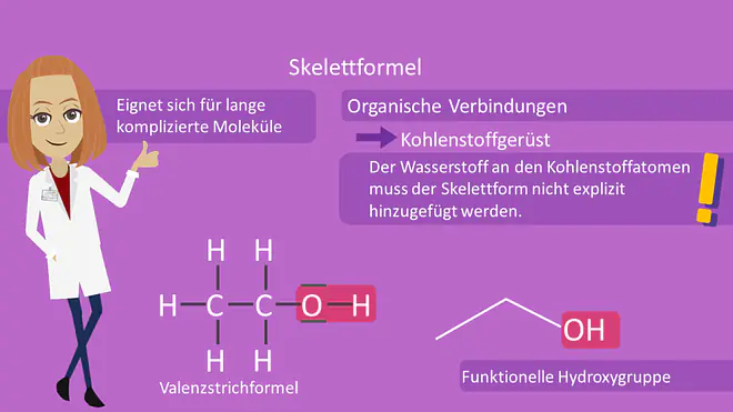 Skelettformel, Ethanol, Strukturformel