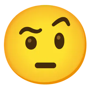 Das Bild zeigt den Emoji mit hochgezogenen Augenbrauen.