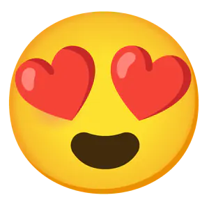 Das Bild zeigt den lächelnden Emoji mit Herzaugen. 
