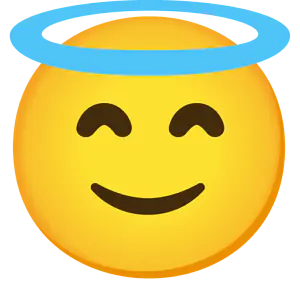 Das Bild zeigt den Emoji mit dem Heiligenschein über dem Kopf.