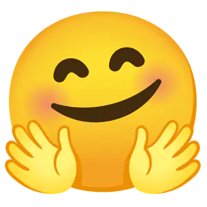 Das Bild zeigt den lächelnden Emoji mit roten Wangen und Händen.