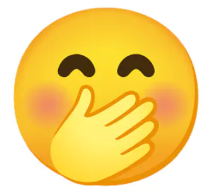 Das Bild zeigt den Emoji, der verlegen kichert.