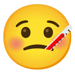Das Bild zeigt den Emoji mit Fieberthermometer.