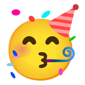 Das Bild zeigt den Emoji mit Partyhut.