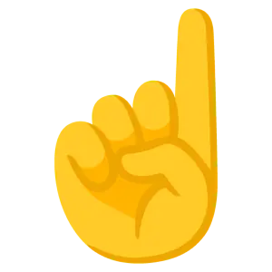 Der Zeigefinger, der nach oben zeigt, wird für einen Hinweis oder eine Ankündigung verwendet.
