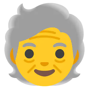 Das Bild zeigt eine alte Frau als Emoji.