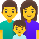 Das Bild zeigt eine Familie mit Mutter, Vater und Kind.