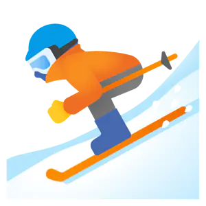 Das Bild zeigt einen Skifahrer, der einen Berg hinunterfährt. 