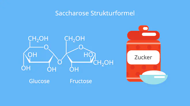 Zucker, Strukturformel Saccharose, weißer Zucker, Haushaltszucker, Zuckerarten Chemie, Was ist Sucrose, Saccharose Aufbau, Saccharose Formel, Saccharose glykosidische Bindung, Glykosidische Bindung Saccharose