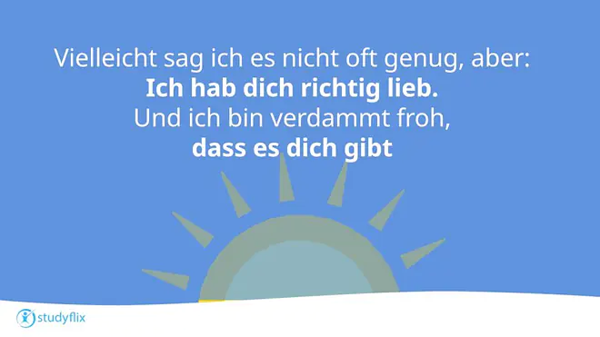 Vielleicht sag ich's nicht oft genug, aber: Ich hab dich richtig lieb. Und ich bin verdammt froh, dass es dich gibt.
