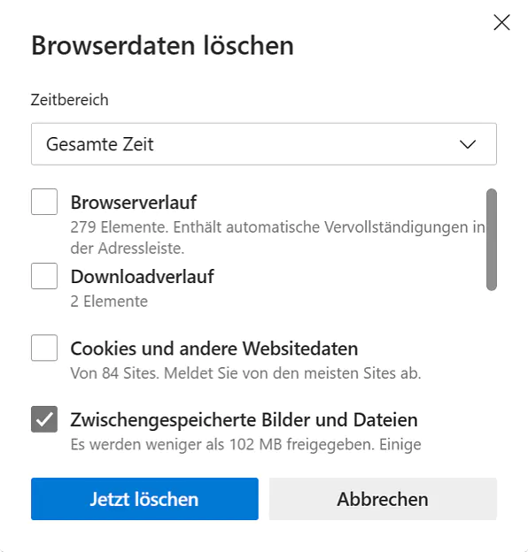 Microsoft Edge, Cache löschen, Cache leeren, Browserdaten löschen, Verlauf löschen