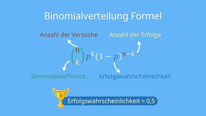 Binomialverteilung Formel, Stichprobe, Binomialkoeffizient, Erfolgswahrscheinlichkeit