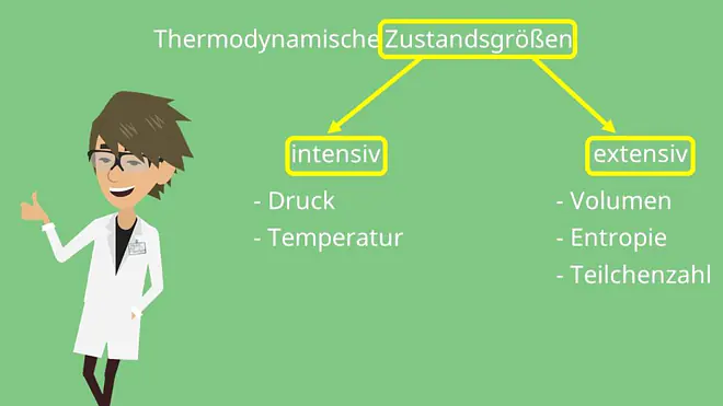 intensive Zustandsgrößen, extensive Zustandsgrößen, Druck, Temperatur, Volumen, Entropie, Teilchenzahl
