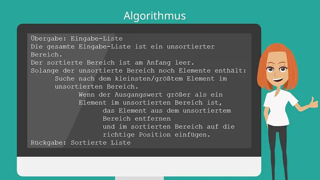 Selection Sort Algorithm, Selection Sort Algorithmus