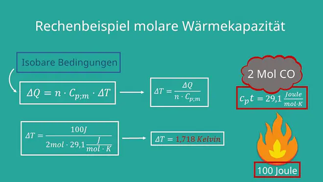 Molare Wärmekapazität Beispiel, Rechenbeispiel molare Wärmekapazität