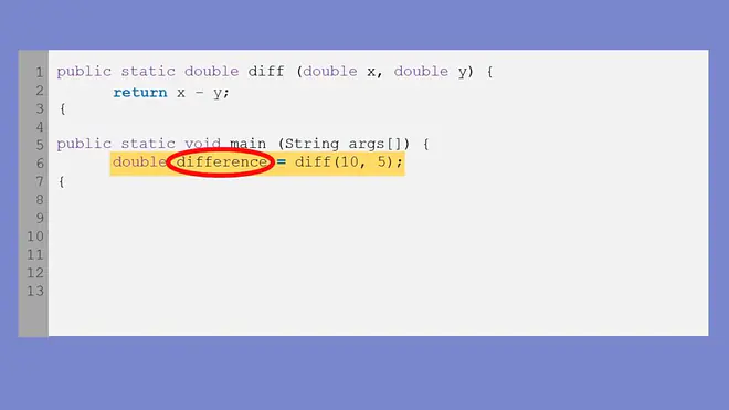 Speicherung des Wertes in der Variable "difference"