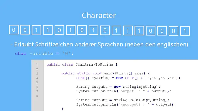 Java char, Primitive Datentypen Java, Java Datentypen