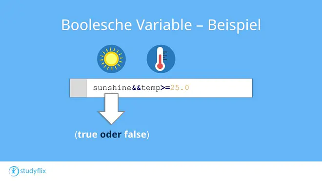 Das Bild zeigt ein Beispiel für die Boolesche Variable "und true". Es müssen dann beide Bedingungen gleichzeitig zutreffen oder nicht zutreffen.