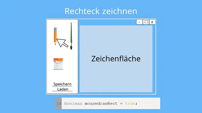 Auswählen des Werkzeugs und Setzen auf true