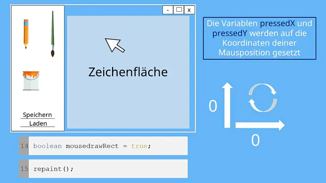 Mit der Maus kann jetzt das Rechteck aufgezogen werden