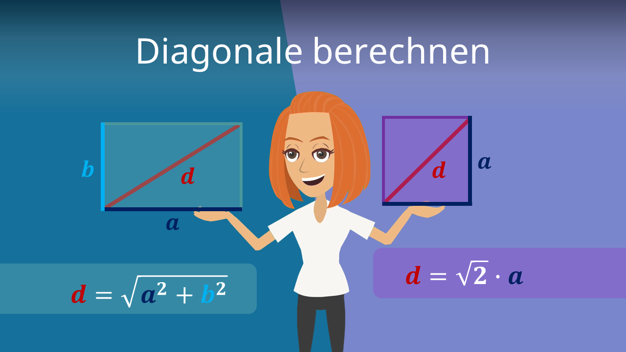 Diagonale berechnen • Diagonale Rechteck berechnen · [mit Video]
