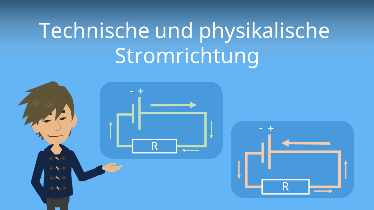 Technische und physikalische Stromrichtung • einfach erklärt · [mit Video]