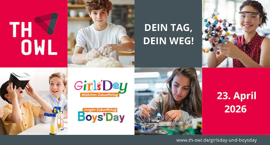 Kinder und Jugendliche in unterschiedlichen Berufsfeldern. Dein Tag, dein Weg. Girls'Day und Boys'Day 2026