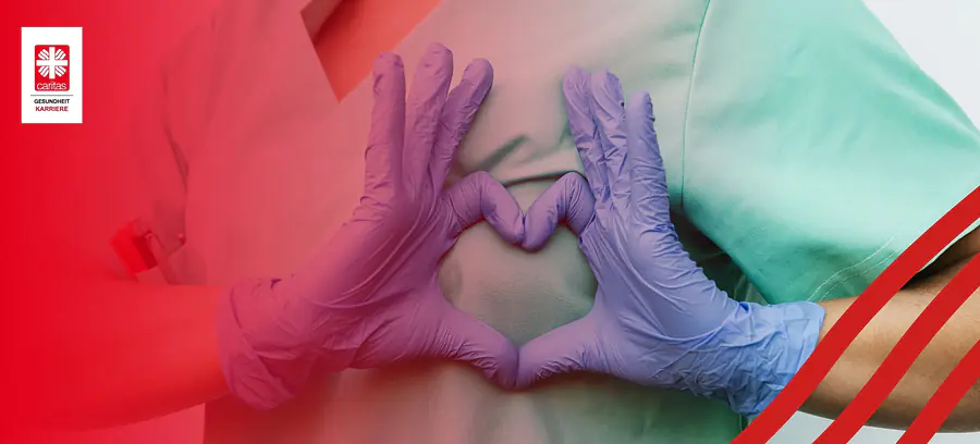 Eine behandschuhte Hand, die ein Herz formt