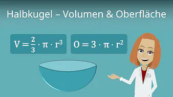 Halbkugel - Volumen und Oberfläche